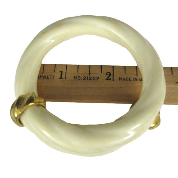 Gold Tome End Cap Lucite Twist Wrap Bracelet Vintage Statement Bangle - Picture 5 of 10